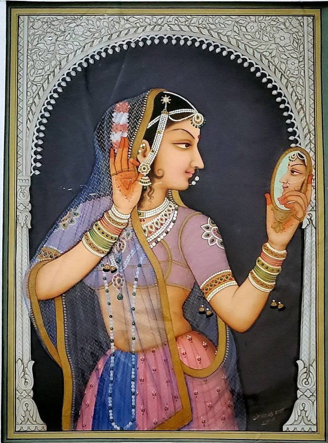 インド女性　ビンテージポスター　　　額縁付 il_1080xN.2648912239_ngep.jpg