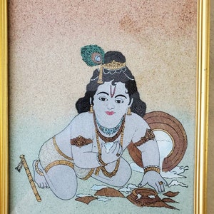 KRISHNA WALL ART, Bal Krishna Gemstone Artwork, Office Wall Decor, Home Decor, Gift For Baby shower, Home Temple Decorations, Diwali Gift