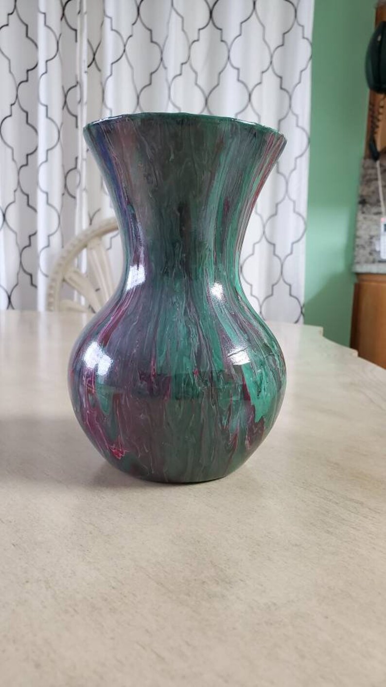 Acrylic Flower Vase Acrylic Painting Pouring Art Abstract Etsy