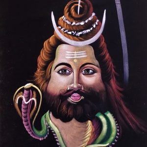 LORD SHIVA PAINTING, Hindu God Lord Shiva Wall Decor, Mahadev oil Painting Portrait, Yoga Meditation Wall Art, Home Decor, Office Wall Decor