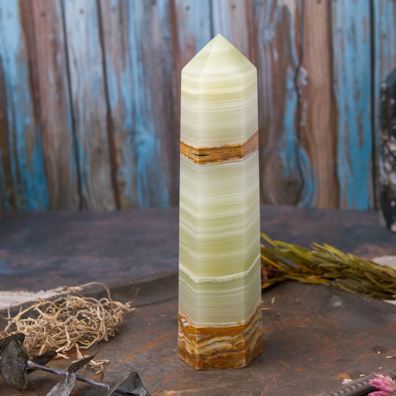 Green Banded Onyx Tower crystal tower large crystal tower 8 Etsy