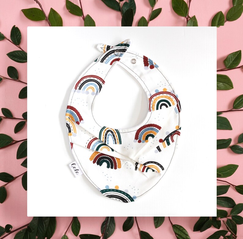 Made in New Zealand 100/% Cotton - Rainbows Baby Bib