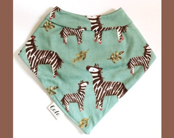 Bandana Baby Bib (Organic Cotton) - Sage Zebra - Made in New Zealand