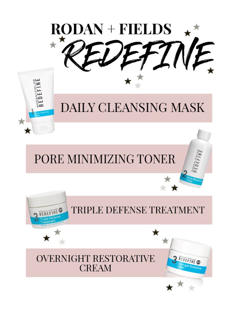 Rodan Fields REDEFINE Anti Aging Regimen 4 Step Kit Cleanser Treatment Cream Spf FREE SHIP zdjęcie 2