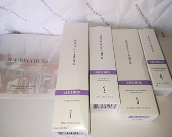 Rodan + Fields UN Blemish Anti Acne Regimen 4 Step Kit Cleanser Treatment Cream Spf -FREE SHIP