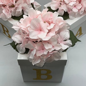 Baby Shower Centerpiece | White Box Centerpiece | Gender Reveal Party | Baby Shower Décor | Hydrangea Centerpiece | Gold Glitter Letters