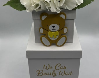 Teddy Bear Theme Baby Box | Baby Shower Centerpiece | Baby Shower Décor | Teddy Bear Centerpiece | We can Barely Wait