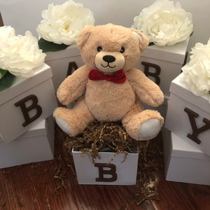 Teddy Bear Theme Baby Shower Centerpiece | White Box Centerpiece | Custom Letters | Baby Shower Décor | Teddy Bear Centerpiece