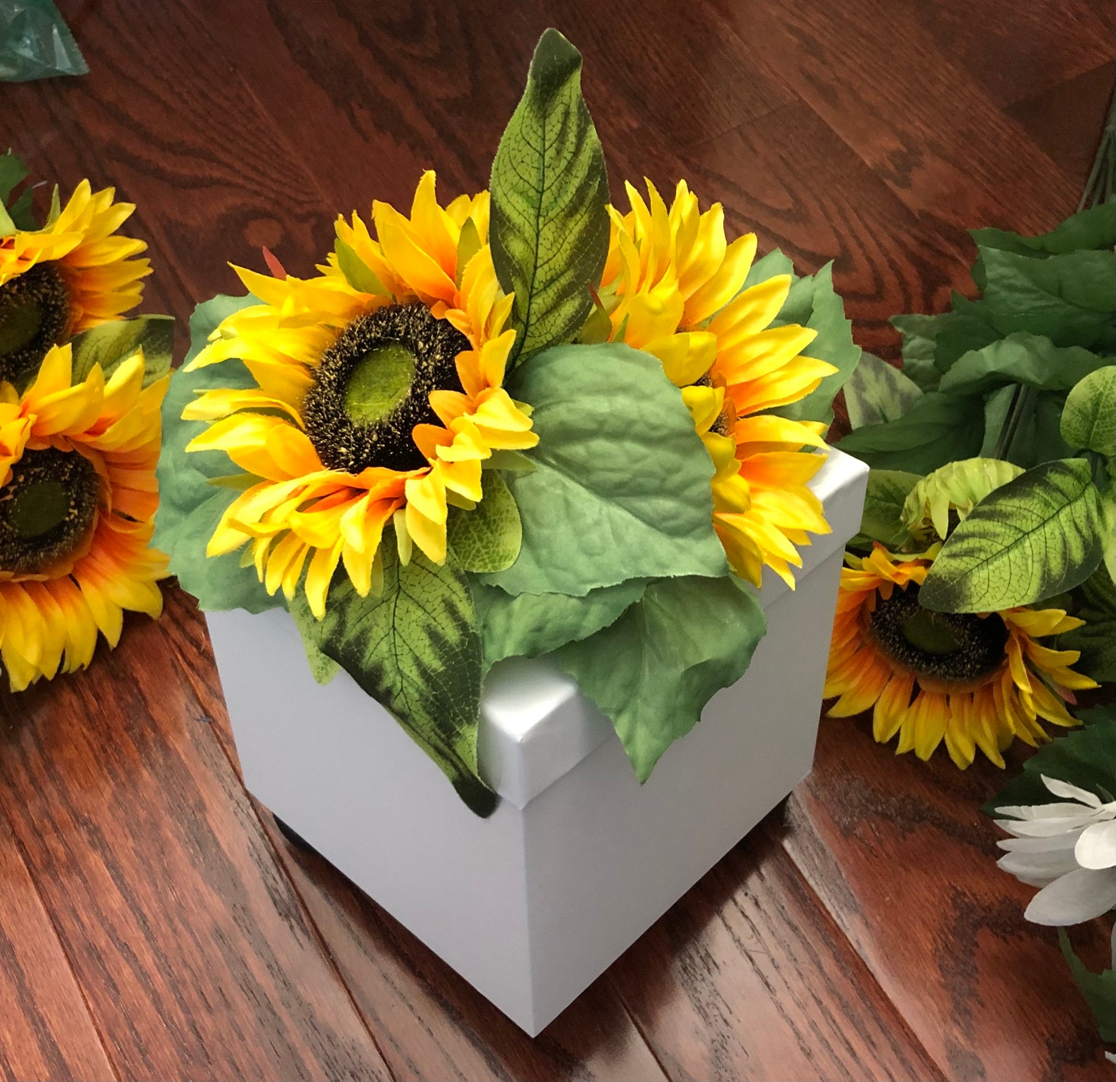 Sunflower Baby Shower Centerpiece White Box Centerpiece Sunflower Baby Shower Theme Baby Shower