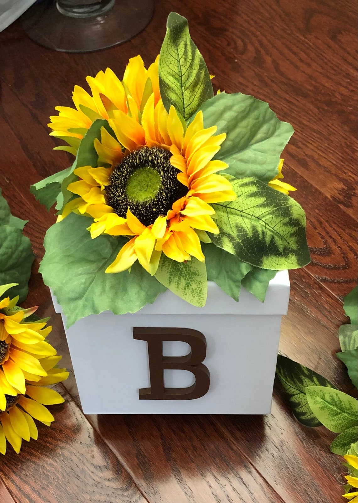 Sunflower Baby Shower Centerpiece White Box Centerpiece Sunflower Baby Shower Theme Baby Shower