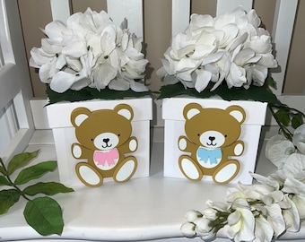 Teddy Bear Theme Baby Shower Centerpiece | White Box Centerpiece | Baby Shower Décor | Teddy Bear Centerpiece