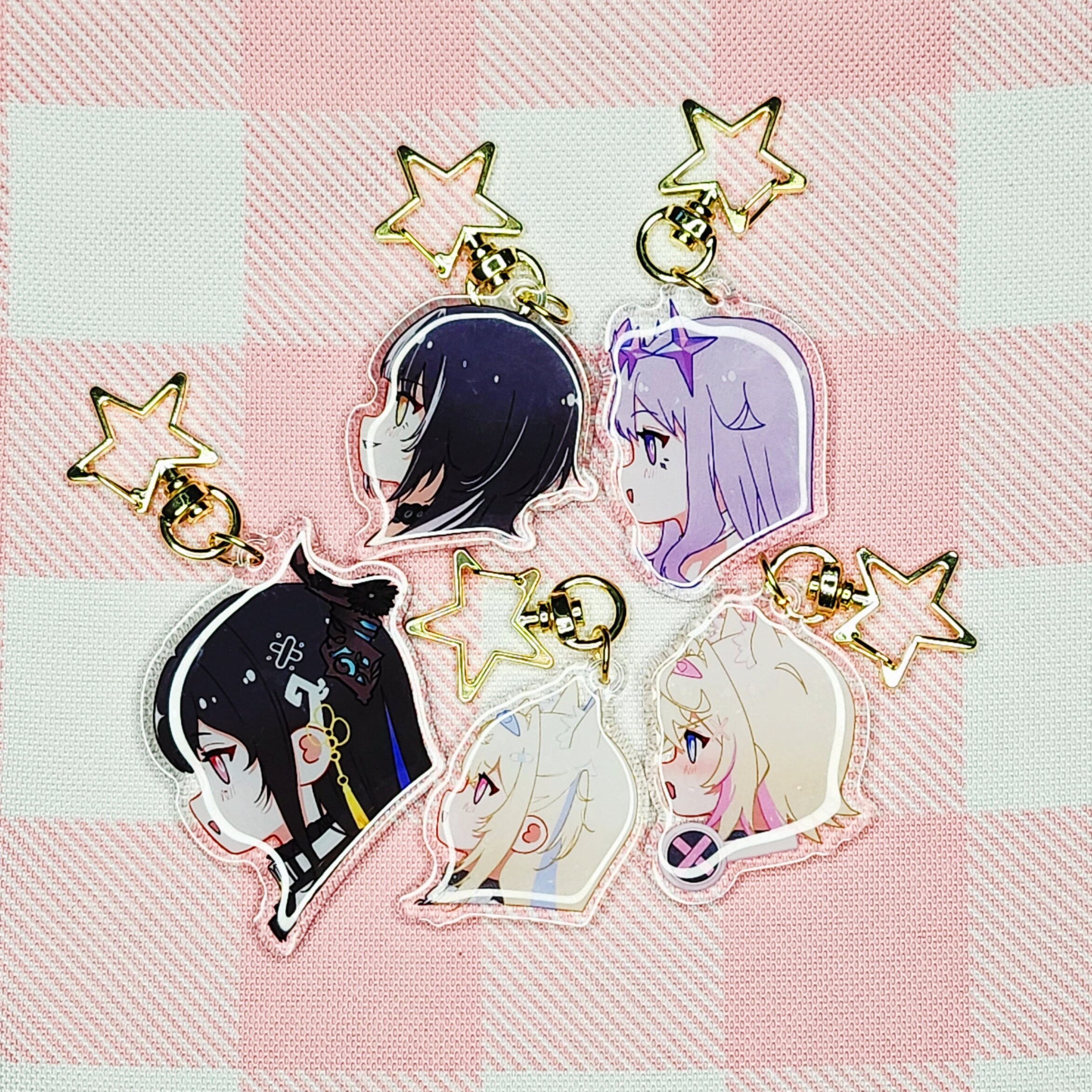 Vtuber Idol Keychains - Archivist, Jewel, Demon, Blue Dog, Pink Dog