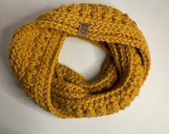 Infinity scarf/ crochet scarf/ thick scarf/ handmade scarves/ yellow scarf/ mustard scarf