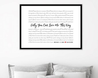 Custom Song Lyrics Wall Art Wedding Song Lyric Print First Dance Song Lyrics Anniversary Gift for Couples Gift for Her Custom Wedding Gift