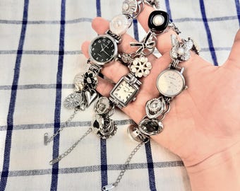 Ornate Vintage Watch Bracelet - Unique Retro Timepiece with Jewelry Charm Strap, Women’s Elegant Accessory