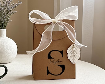 Custom Name Gift Bag/Ribbon Tie Paper Bags/Personalized Gift Bag for Wedding/Birthday Party/Groomsmen/Bridesmaid Gift Bags/Packaging Bags