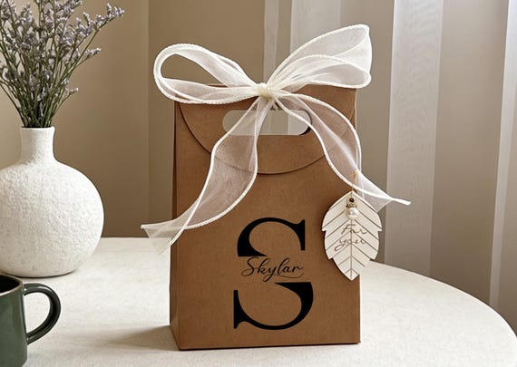 Custom Name Gift Bag/Ribbon Tie Paper Bags/Personalized Gift Bag for Wedding/Birthday Party/Groomsmen/Bridesmaid Gift Bags/Packaging Bags