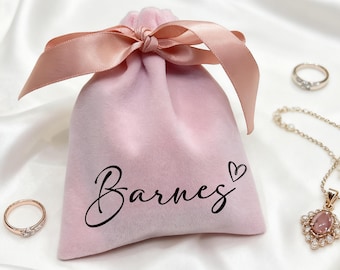 Wedding Jewelry Pouch, Bridesmaid Gift Bags, Small Velvet Jewelry Bags, Personalized Jewelry Bag for Bridal Shower, Jewelry Packaging Pouch
