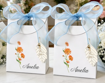 Custom Name Gift Bags, Birth Month Flower Gift Bags, Personalized Goodie Bags for Birthday, Bulk Birthday Party Favors, Bridal Party Bags