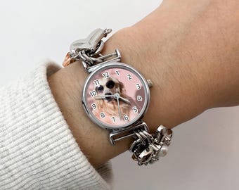 Personalized Vintage Charm Watch, Custom Photo & Text Watch, Unique Bracelet Watch for Her, Gift for Women