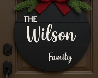 Personalized Family Christmas Wreath | Custom Last Name Door Décor | Holiday Gift | Gifts for friends and family | Custom Christmas wreath