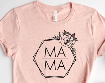 Mama Floral Hexagon Shirt | Gifts From Daughter | New Mom Gift | Mom Birthday Gift | Mother's Day Shirt For Mom | Personalized Gifts For Mom