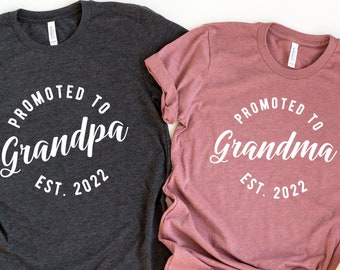 Promovido a abuela abuelo, anuncio de embarazo para abuelos, camisa de nuevos abuelos, sorpresa de embarazo de abuelos, futura abuela