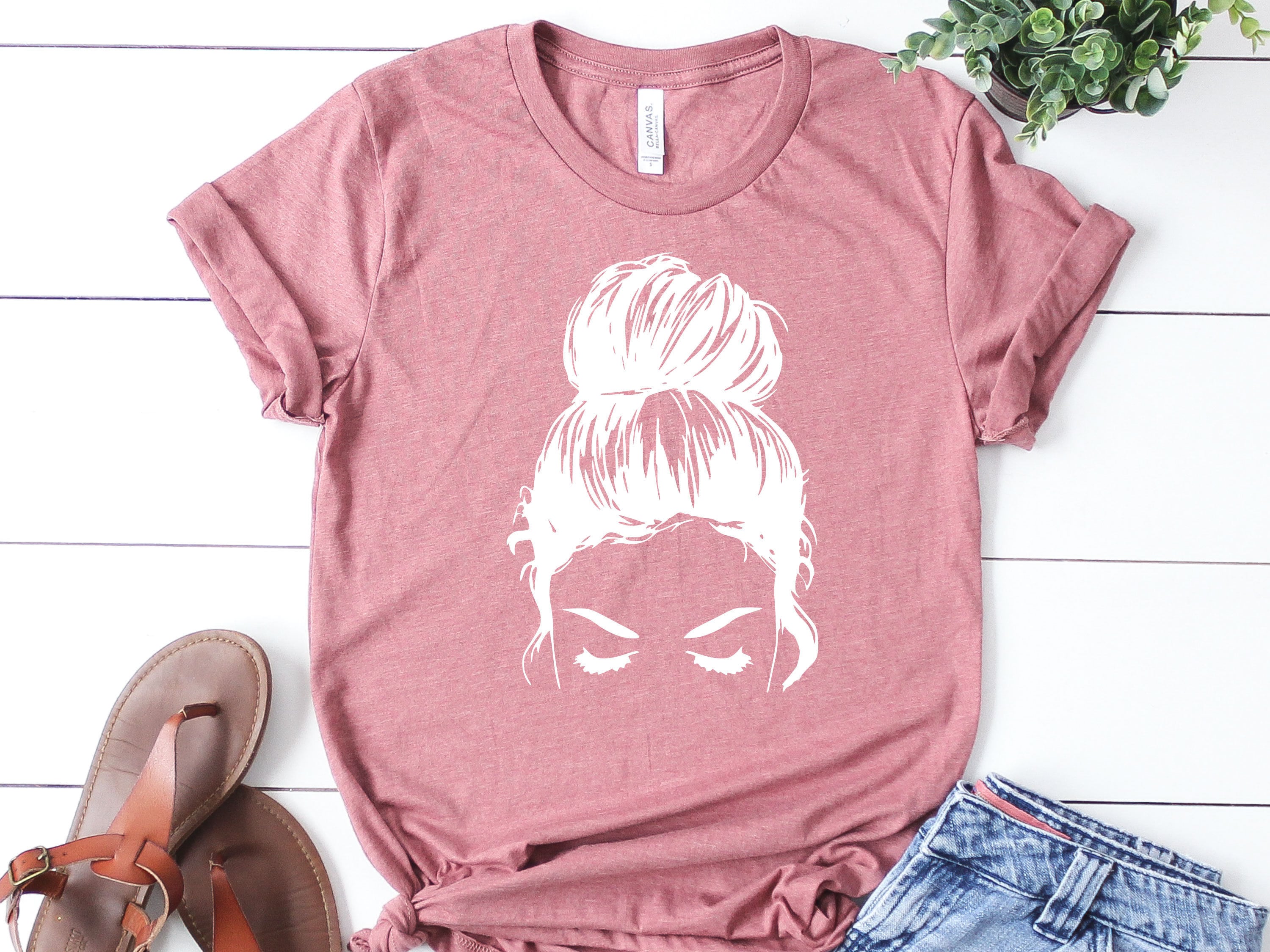 Women's Messy Bun Shirt Bungirl TShirt Gift For Mom Etsy
