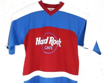 Hard Rock Cafe Hockey Jersey VINTAGE Colorado XL Made in USA Authentic Licensed V-Neck