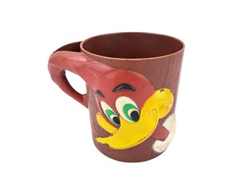 Vintage Woody Specht Plastikbecher Gesicht Braun Sammeltasse F & F Mould 1965