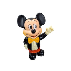 Vintage Mickey Mouse Coin Bank Rubber Plastic Korea Walt Disney Productions 70s