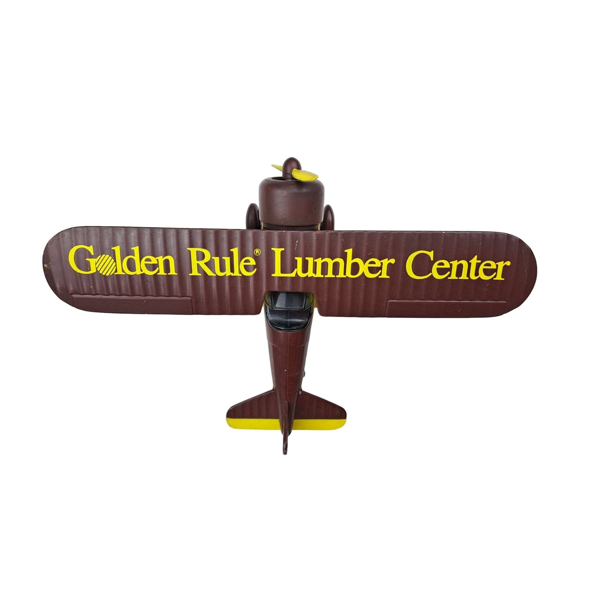 Vintage Stearman Bi-wing Bank Die Cast Airplane Golden Rule Lumber