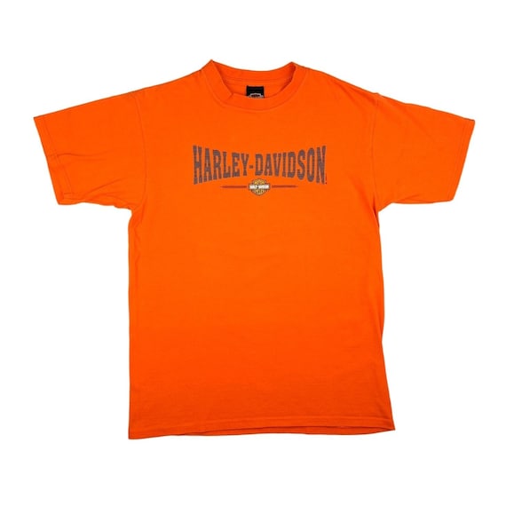 Vintage Harley Davidson T-shirt Orange Lagoon Guam Men Large USA