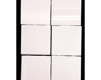 White Glazed Ceramic Tiles 4x4 Inch Lot Of 6 Crafts Coasters Art Supply Project