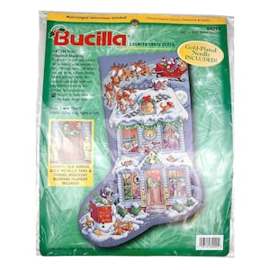 Bucilla Cross Stitch Kit 84099 Stocking Twas The Night Before Christmas Open New DIY Craft Project