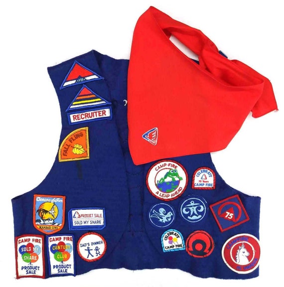 Camp Fire Girls Vest with Bandanna Sewn On Beads &