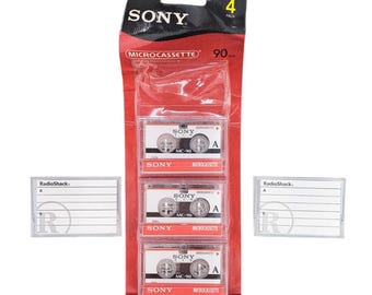 Paquete de 3 microcasetes Sony MC-90 de 90 minutos y 2 microcasetes RadioShack MC-60