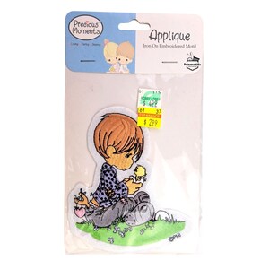 Vintage Precious Moments Boy Hatchling Chick Embroidered Iron-On Patch Sam B New