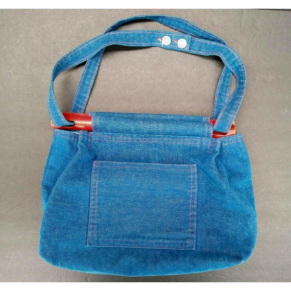 Denim Purse 1970s Blue Jean Handmade Vintage Reve… - image 3