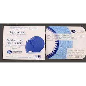 May include: A blue tape runner and refill set. The tape runner is double-sided and self-adhesive, with a total of 34 feet of tape. The refill contains 10.4 meters of double-sided adhesive tape. The packaging includes text in English and French.