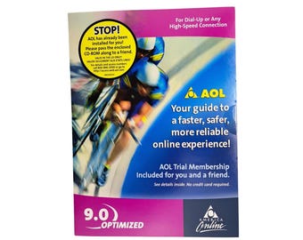 Vintage AOL 9.0 Optimized Software CD-Rom Disc New Unopened Internet US Only Gag Gift