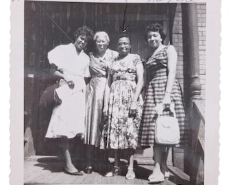 Vintage Black White Photo African American Women Dresses History Family 1950s