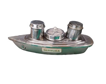 Barco vintage Barco Salero Shaker Mostaza Bermuda Condimento Caddy Art Deco