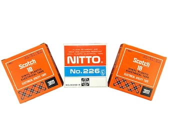 Vintage Scotch 3M Nitto 226 Vinyl Electrical Tape Bundle Lot 3 Rolls Gray Black