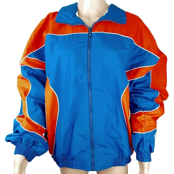 Vintage Team Apparel Jacket Orange Blue Colorblock 80s 90s New Men Vintage Team Apparel Jacket Orange Blue Colorblock 80s 90s New Men
