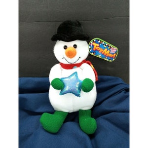 Snowman Christmas Plush Sugar Loaf 9&quot; Scarf Holiday Star Hat New Vintage