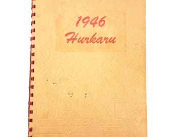 Vintage 1946 Concordia Kansas High School Yearbook Hurkaru 62 Pages Spiral Bound