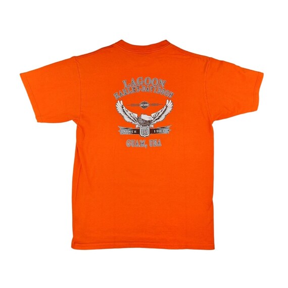Vintage Harley Davidson T-shirt Orange Lagoon Guam Men Large USA 