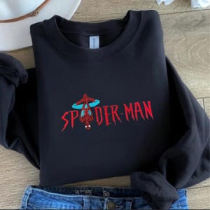 Spiderman Embroidered Sweatshirt - Spider Crewneck, Marvel-Inspired Gift, Retro Comic Aesthetic