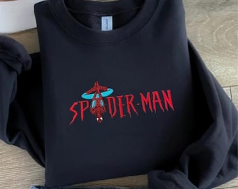 Embroidered Spiderman Crewneck Sweatshirt: Spiderman Design